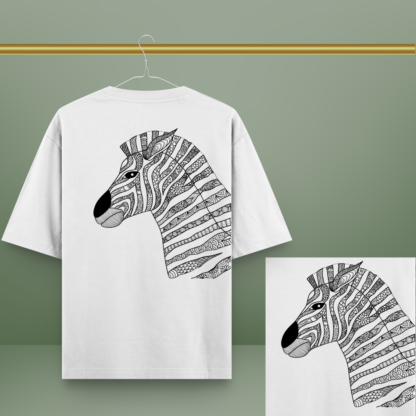Mandala Zebra Unisex Oversized Tee