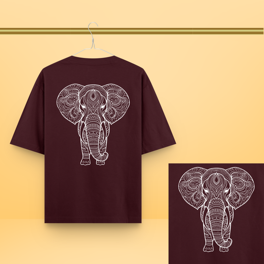 Mandala Elephant Unisex Oversized Tee