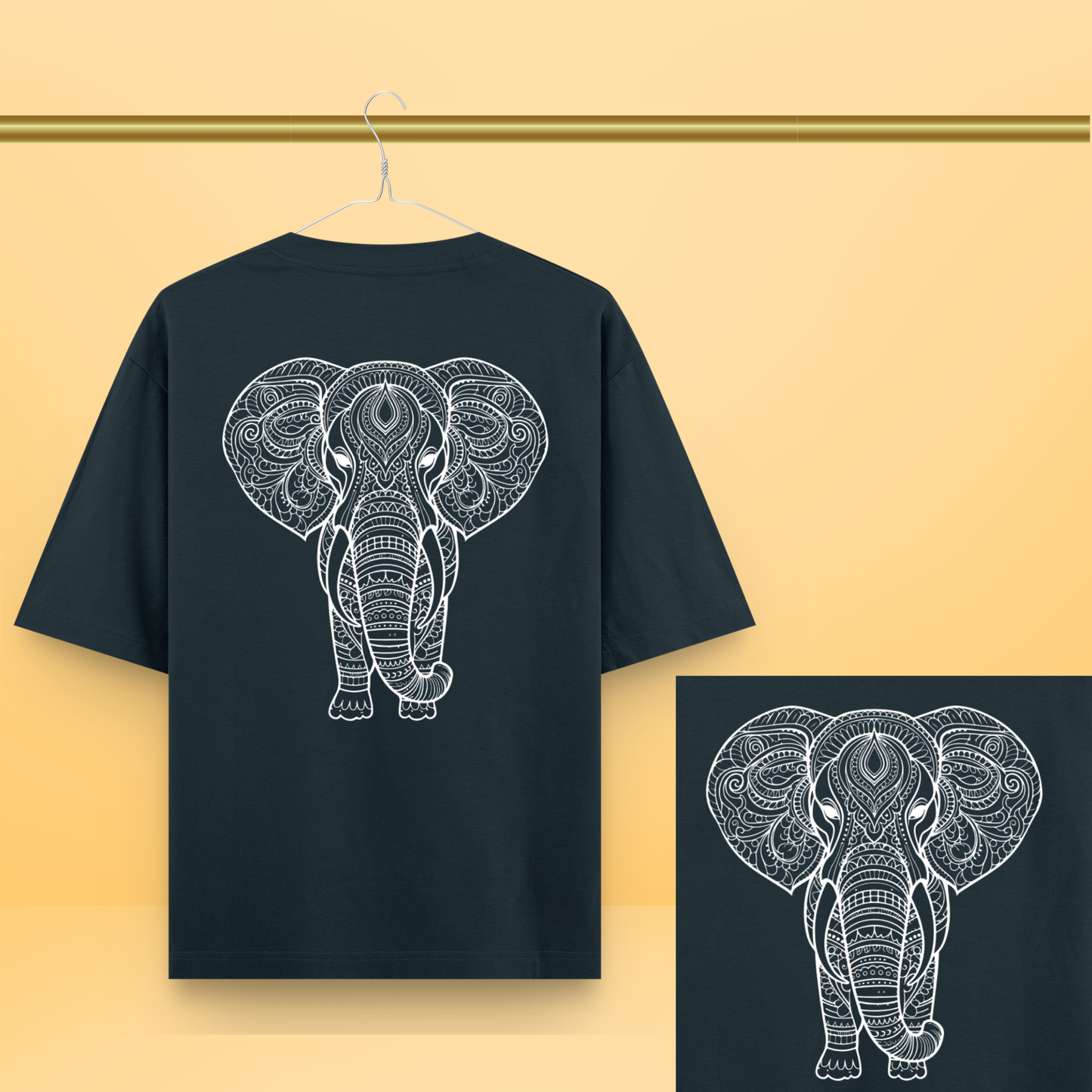 Mandala Elephant Unisex Oversized Tee